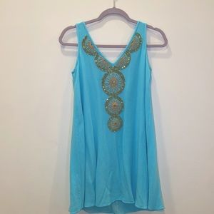 Lilly Pulitzer blue and gold dress